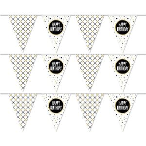 3x Vlaggenlijnen Happy Birthday feest slingers metallic 10 meter - Verjaardags party decoratie