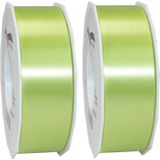 3x XL Hobby/decoratie lime groen kunststof sierlinten 4 cm/40 mm x 91 meter- Luxe kwaliteit - Cadeaulint kunststof lint/ribbon