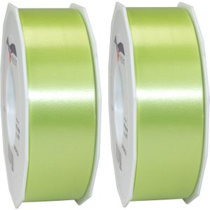 3x XL Hobby/decoratie lime groen kunststof sierlinten 4 cm/40 mm x 91 meter- Luxe kwaliteit - Cadeaulint kunststof lint/ribbon