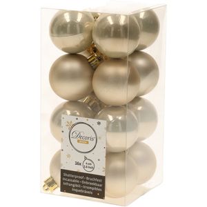 32x Licht parel/champagne kunststof kerstballen 4 cm - Mat/glans - Onbreekbare plastic kerstballen - Kerstboomversiering
