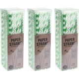 Excellent Houseware Papieren drinkrietjes - 300x - groen - 20 cm