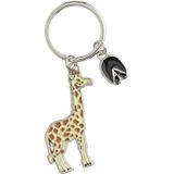 4x stuks metalen giraffe sleutelhanger 5 cm - Dieren cadeau artikelen