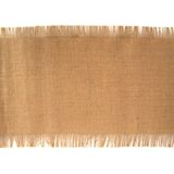 Chaks Jute tafelloper - 29 x 500 cm - beige - met franjes - Thema antiek/romantisch - Tafeldecoratie versieringen