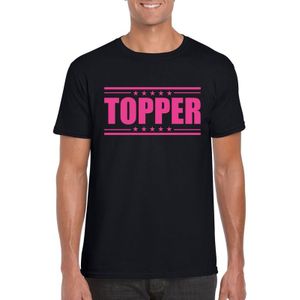 Topper t-shirt zwart met roze bedrukking heren