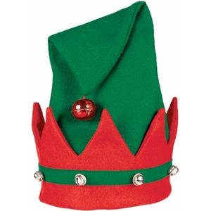 Kerstelfen verkleed hoed/muts voor volwassenen groen/rood
