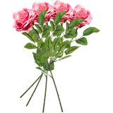 8x Roze rozen Marleen kunstbloemen 63 cm - Woondecoratie/accessoires - Kunstbloemen - Nepbloemen - Kunsttakken - Roos/rozen