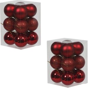 36x Rode kunststof kerstballen 6 cm - Glans/mat/glitter - Onbreekbare plastic kerstballen rood