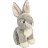 Ravensden Pluche konijn/haas - knuffel konijn - zittend 18 cm - speelgoed knuffeldier