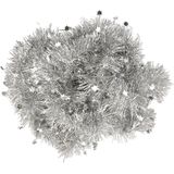 1x Kerstslingers sterren zilver 270 cm - Guirlande folie lametta - Zilveren kerstboom versieringen