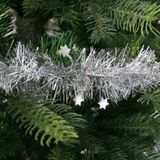 1x Kerstslingers sterren zilver 270 cm - Guirlande folie lametta - Zilveren kerstboom versieringen
