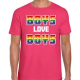 Bellatio Decorations Gay Pride shirt - boys love boys - regenboog - heren - roze