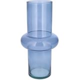 Bellatio Design Bloemenvaas - 2x - blauw transparant gerecycled glas - D15 x H31 cm - vaas