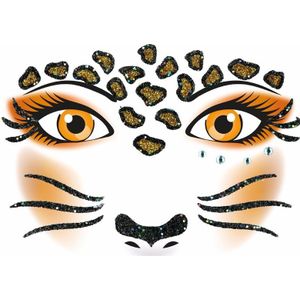 Gezicht stickers luipaard 1 vel
