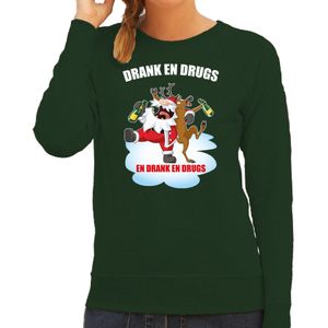 Foute Kerstsweater / kersttrui Drank en drugs groen voor dames - Kerstkleding / Christmas outfit
