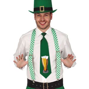 St. Patricks Day verkleed hoed en stropdas - groen - volwassenen - carnaval