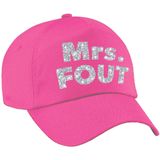 Foute party Mrs. FOUT verkleed set pet roze/zilver voor dames met een plastic sexy ketting