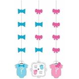 9x stuks Babyshower gender reveal hangdecoraties 17.5 cm - Geslacht baby onthullen - Feestartikelen/versiering