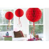 6x feestversiering decoratie bollen rood 30 cm