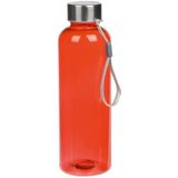Rode drinkfles/waterfles met RVS schroefdop en nylon polslus 550 ml - Sportfles