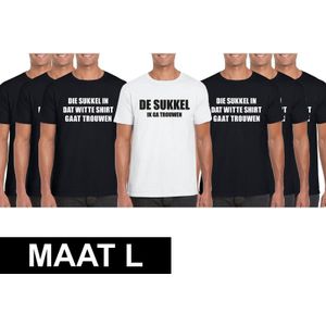 Vrijgezellenfeest heren t-shirt pakket De Sukkel - 7 shirts - maat L