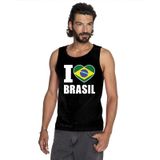 Zwart I love Brazilie supporter singlet shirt/ tanktop heren - Braziliaans shirt heren