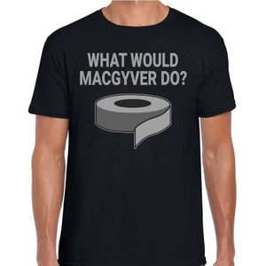 Mac Gyver fun t-shirt zwart voor heren - what would Mac Gyver do duck tape fun shirt