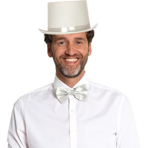 Carnaval verkleedset hoed en strik - wit - volwassenen/unisex - feestkleding accessoires