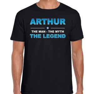 Naam cadeau Arthur - The man, The myth the legend t-shirt  zwart voor heren - Cadeau shirt voor o.a verjaardag/ vaderdag/ pensioen/ geslaagd/ bedankt