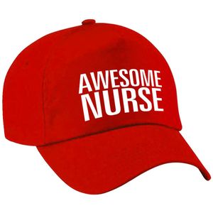 Awesome nurse pet / cap rood voor dames - baseball cap - cadeau petten / caps