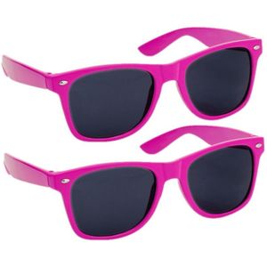 Hippe party - zonnebrillen - fuchsia roze - carnaval/verkleed - 2 stuks