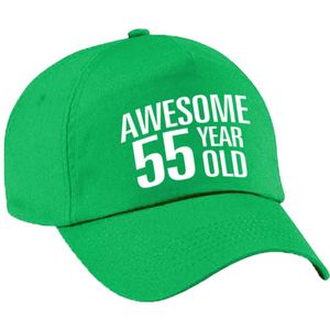 Awesome 55 year old verjaardag pet / cap groen voor dames en heren - baseball cap - verjaardags cadeau - petten / caps