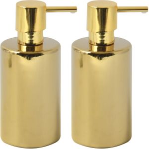 Spirella zeeppompje/dispenser Sienna - 2x - glans goud - porselein - 16 x 7 cm - 300 ml - sanitair