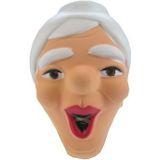 Sarah verkleed pop masker lachend 27 x 20 cm - Leeftijd versiering tuin pop 50 jaar