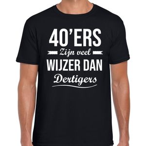 Verjaardags t-shirt 40ers zijn veel wijzer dan dertigers - zwart - heren - 40e verjaardag - verjaardag shirts / kleding