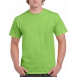 Set van 3x stuks lime Groene katoenen t-shirts voor heren 100% katoen - zware 200 grams kwaliteit - Basic shirts, maat: L (40/52)