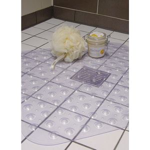 Set van 2x Transparante Antislip Badmat / Douchemat 52 X 53 cm - Douchematten/Badmatten