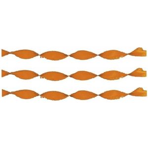 3x Crepe papier slingers 6 meter oranje - feestslingers