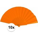 10x Spaanse handwaaiers oranje 23 cm - Festival waaier - Spaanse waaier - Oranje artikelen