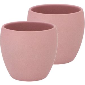 DK Design Bloempot/plantenpot - 2x - Vinci - lichtroze mat - voor kamerplant - D13 x H14 cm