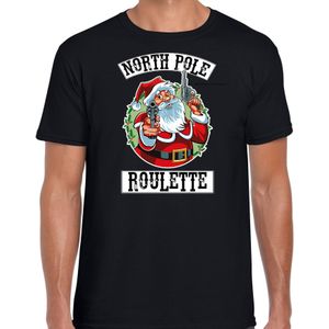 Fout Kerstshirt / Kerst t-shirt Northpole roulette zwart voor heren - Kerstkleding / Christmas outfit