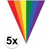 5x Gay pride regenboog slingers 5 meter - Vlaggenlijnen - LHBT thema artikelen