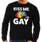 Kiss me i am gay sweater zwart voor heren -  Gay pride kleding