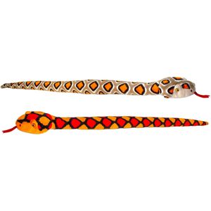Keel Toys Slangen - 2 stuks - pluche - bruin-rood - knuffel dier - 100 cm