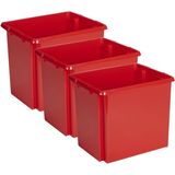 Sunware Opslagbox - 3 stuks - kunststof 45 liter rood 45 x 36 x 36 cm