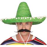 Guirca Mexicaanse Sombrero hoed voor heren - carnaval/verkleed accessoires - groen - D50 cm