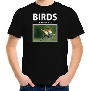 Dieren foto t-shirt Bijeneter vogel - zwart - kinderen - birds of the world - cadeau shirt Bijeneter vogels liefhebber - kinderkleding / kleding