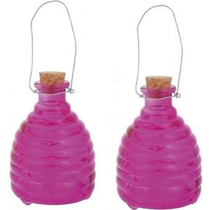 2x Wespenvanger roze - 14 cm - wespenval / wespenvanger