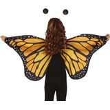 Vlinder verkleed set - vleugels en diadeem - geel - kinderen - carnaval verkleed accessoires
