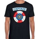 Kapitein/captain verkleed t-shirt zwart voor heren - maritiem carnaval / feest shirt kleding / kostuum