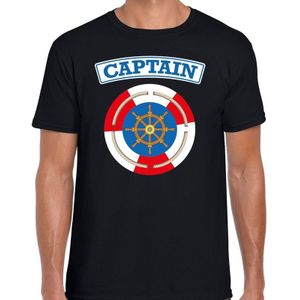 Kapitein/captain verkleed t-shirt zwart voor heren - maritiem carnaval / feest shirt kleding / kostuum